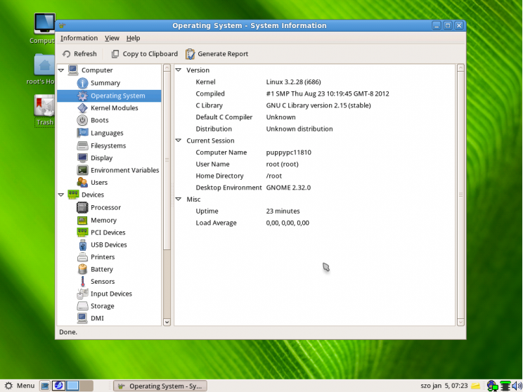 Precise Puppy, Gnome 2.32.1 desktop - 3. kép