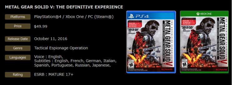 A Konami bejelentette a Metal Gear Solid V: The Definitive Experience-t - 2. kép