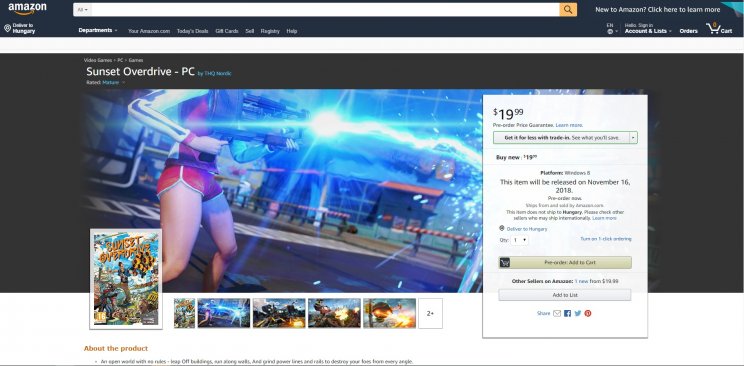 Az Amazon szerint már a héten megjelenhet PC-re a Sunset Overdrive - 2. kép