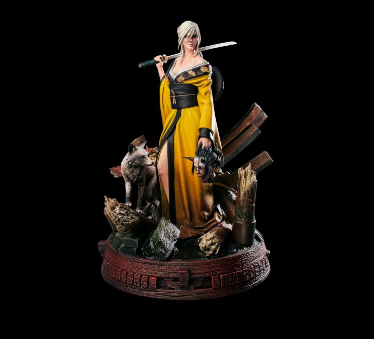 Gyönyörű, japán témájú szobor készült a The Witcher 3: Wild Hunt Cirijéről - 2. kép