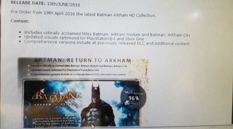Idő előtt kiszivárgott a Batman Arkham HD Collection érkezése - 2. kép