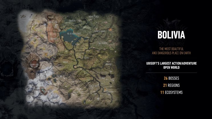 Ilyen hatalmas lesz a térkép a Ghost Recon Wildlands-ban - 2. kép