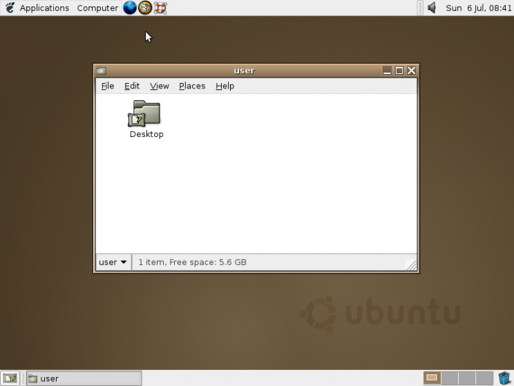 Az Ubuntu 4.10 - Warty Warthog - első asztala