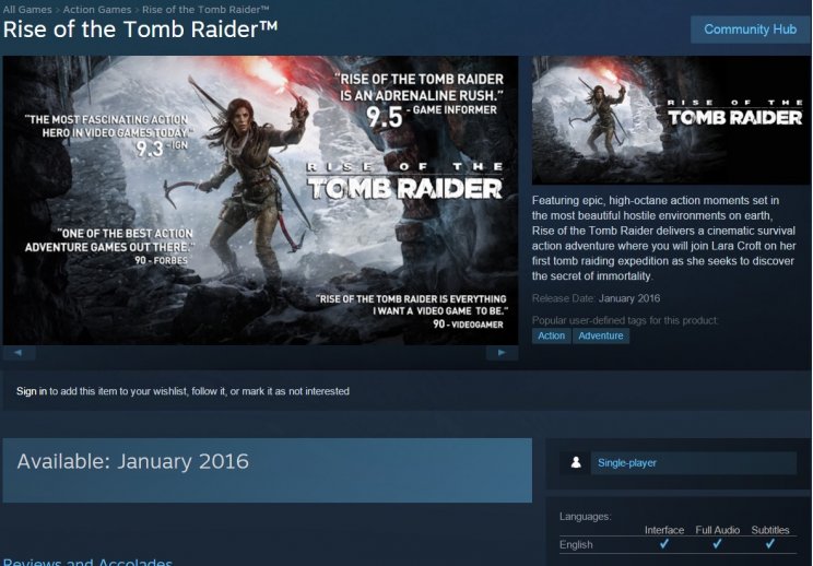 Megjelenési hónappal együtt rajtolt el a Rise of the Tomb Raider Steam-oldala - 2. kép