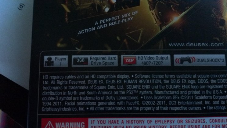 Nyilvánosságra hozták a PS3-as Deus Ex tárhelyigényét - 2. kép