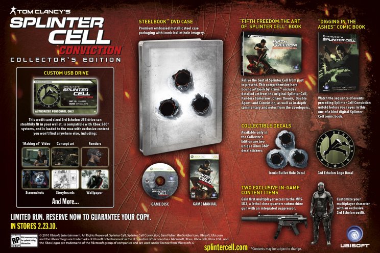Splinter Cell: Conviction: 10 dollárral csökkent a gyűjtői változat ára - 2. kép