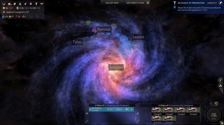 Galaxis, benne konstellációk, easter egg Vodyani flottával