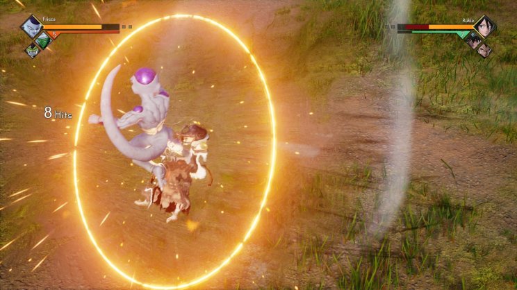 Frieza rúgása teret torzít, és szabályos kör alakú szikrákat okoz.