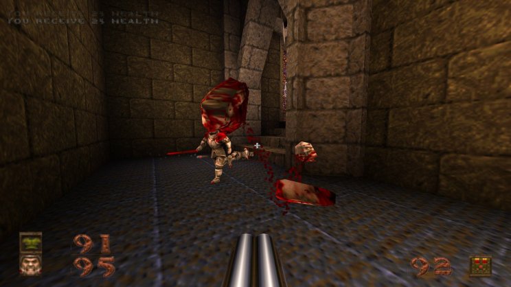 A zombikat robbanószerrel, vagy Quad Damage-dzsel kell cafatokra lőni (gib), különben újra felállnak.