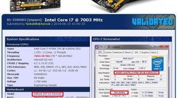 7003MHz-en ketyegő processzort hajtott az ASRock Z97 OC Formula alaplap