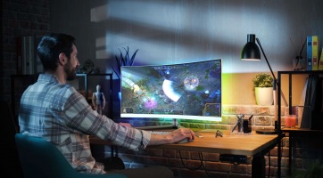 A Philips bemutatta az ívelt, Ambiglow-s Evnia 34M2C5501A monitort