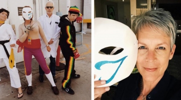 Jamie Lee Curtis Street Fighter cosplay-ben jelent meg az EVO 2015-ön
