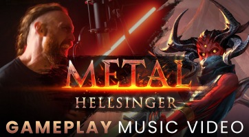 Videón, ahogyan James Dorton a Metal: Hellsinger egyik zúzós dalát hörgi