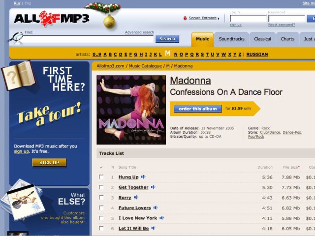 Oroszország bezáratja az allofmp3 illegális zeneletöltő oldalt