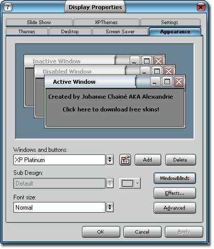 A Windows skinelési lehetőségei