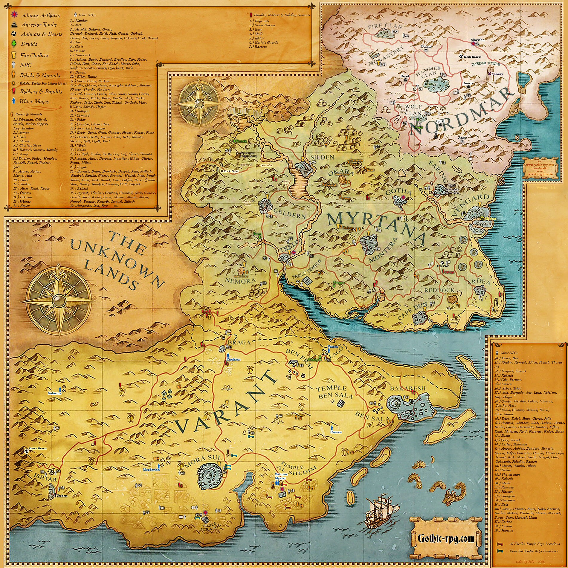 Druidák,vízmágusok,tűzmágusok helyei