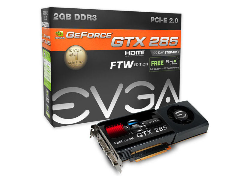 2GB-os GTX 285 FTW kártya az EVGA-tól