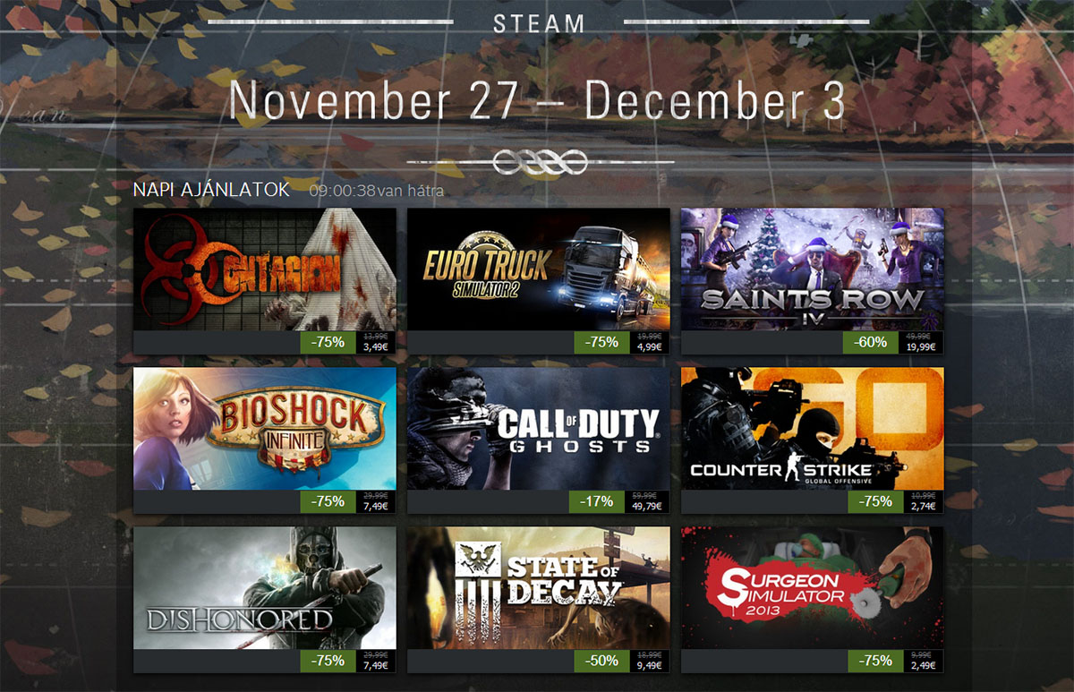 Folytatódnak az őszi Steam leárazások