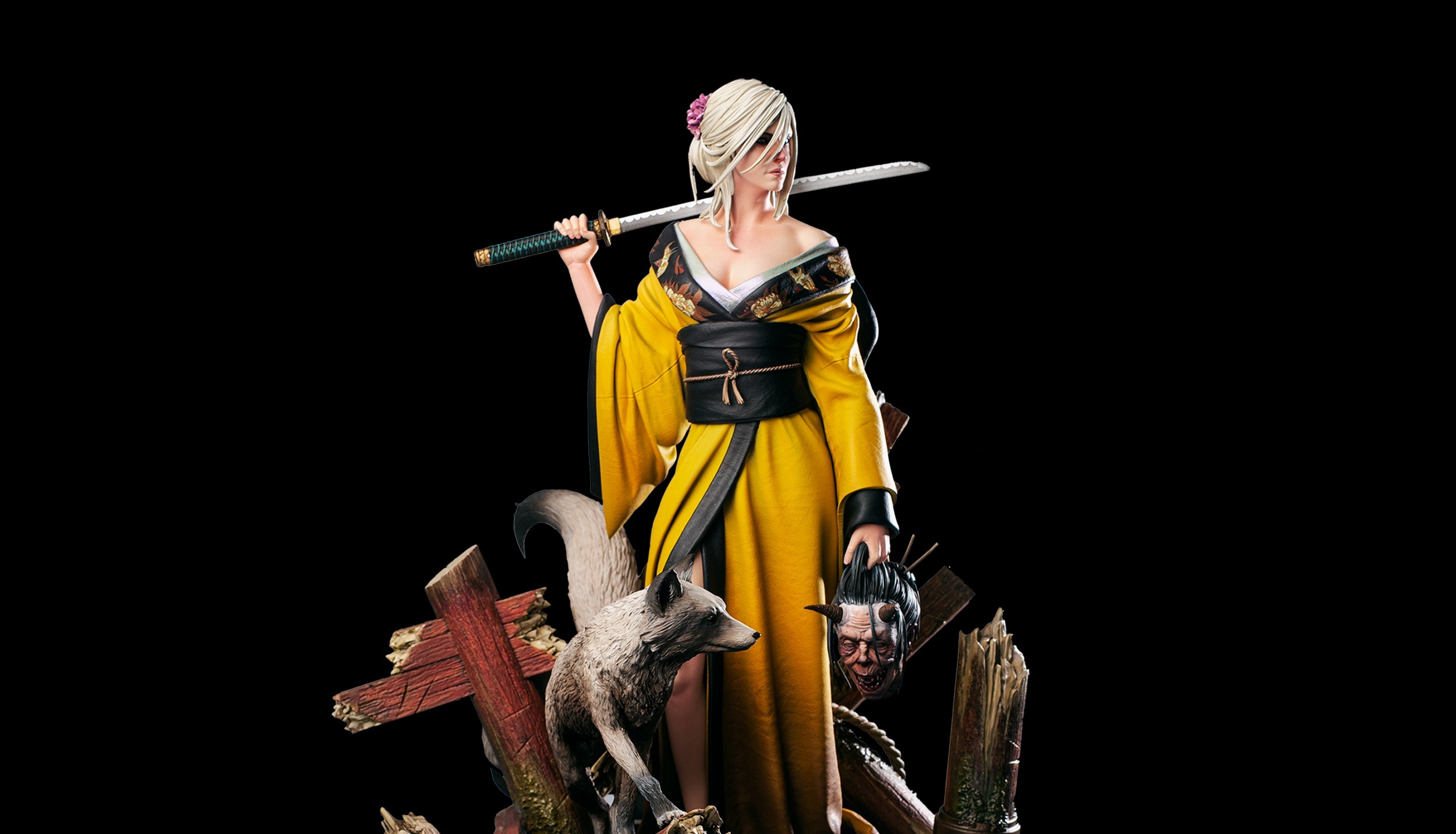 Gyönyörű, japán témájú szobor készült a The Witcher 3: Wild Hunt Cirijéről