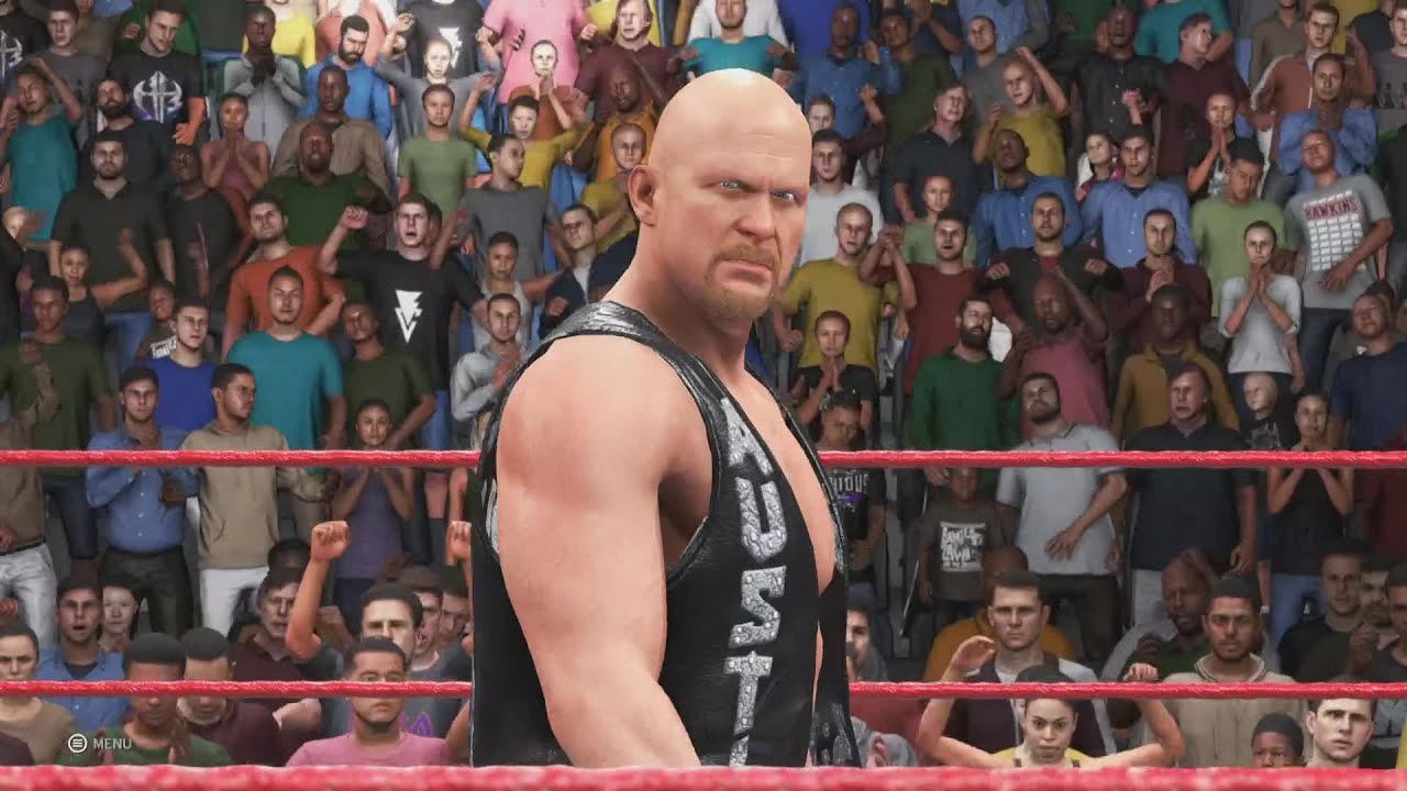 Még a bíró is térden állva remeg, úgy bunyózik egymással ez a két pankrátor a WWE 2K20-ban