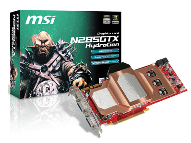 Vízhűtéssel felszerelt GTX 285 az MSI-től