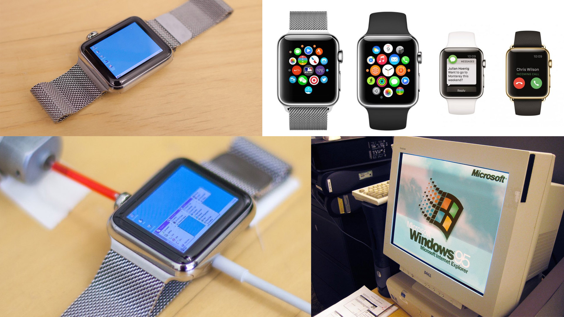 Windows 95-öt telepítettek egy Apple Watch-ra
