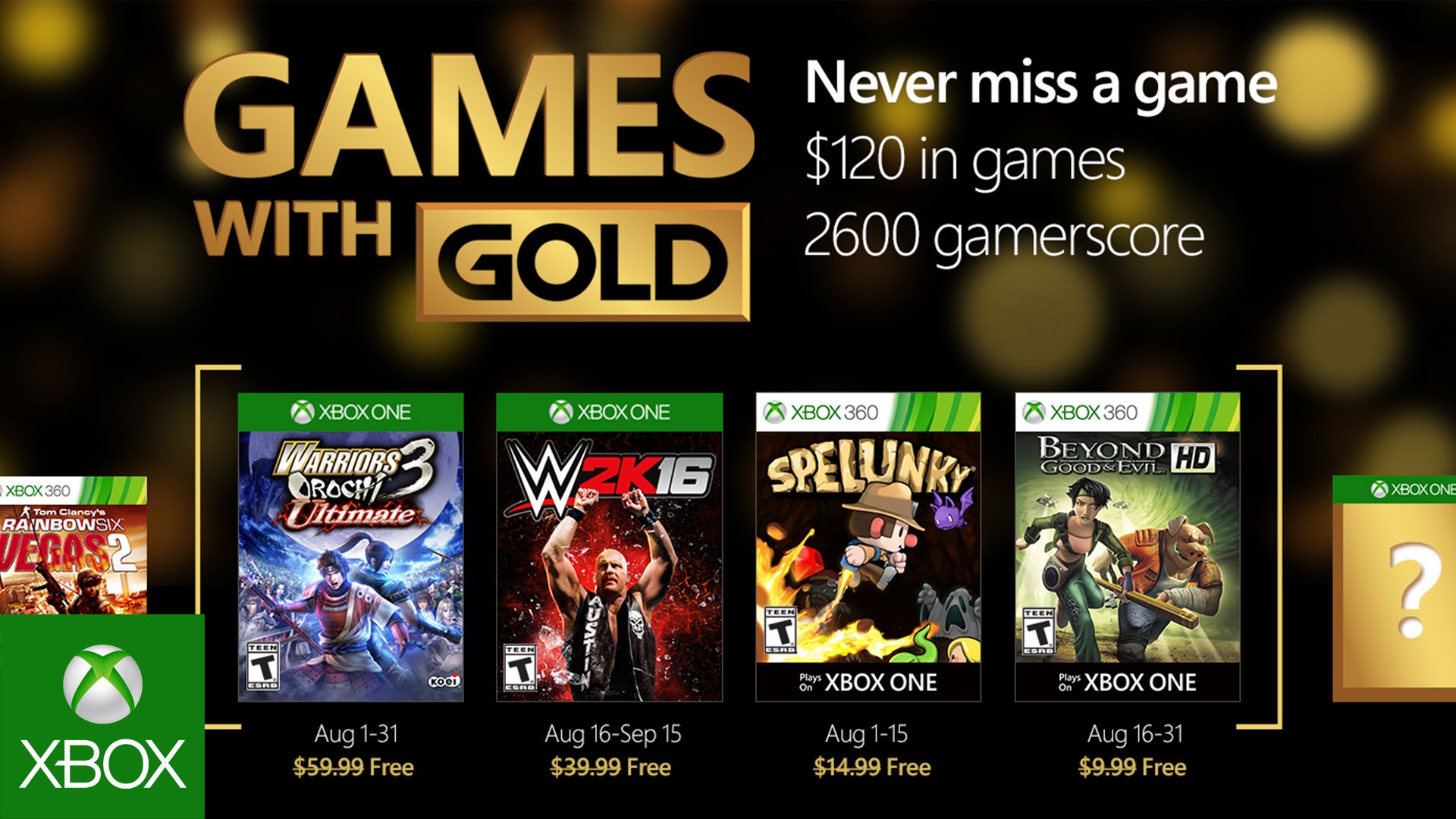WWE 2K16 és Beyond Good & Evil HD a Games with Gold augusztusi ingyen játékai között